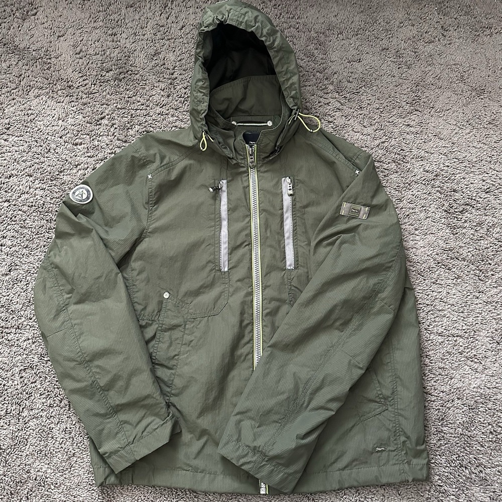 Engbers Outdoor Adventure Men's Green Hooded Jacket EU 54 US Large Windbreaker
